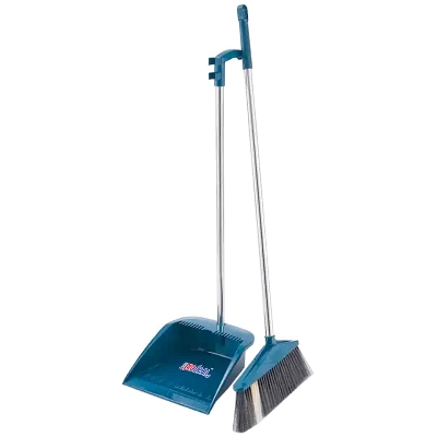 Picture of Proclean Long Handle Broom And Dustpan_CB-0865 with Comb Set for Home Office Lobby Floor Cleaning and Dusting
