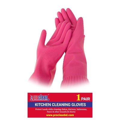 Picture of Proclean Kitchen Dishwashing Cleaning Gloves_1 Pair_KG-0698 , Rubber Cleaning Gloves for Household Washing Dishes Cleaning Gardening, Non-Slip Dishwashing Gloves Reusable for Women & Men