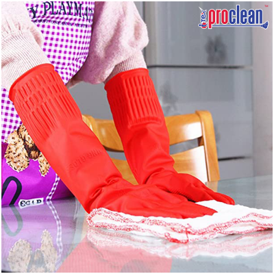 Picture of Proclean Kitchen Dishwashing Cleaning Gloves_1 Pair_KG-0698 , Rubber Cleaning Gloves for Household Washing Dishes Cleaning Gardening, Non-Slip Dishwashing Gloves Reusable for Women & Men