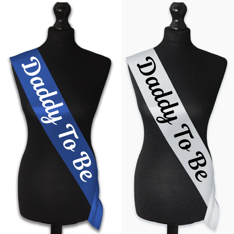 Dad To Be Satin Sash – Blue & White Sash for Baby Shower Decoration (Pack of 1 Pc)