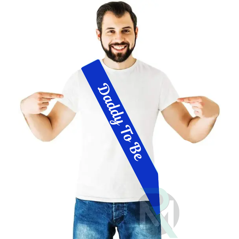 Dad To Be Satin Sash – Blue & White Sash for Baby Shower Decoration (Pack of 1 Pc)