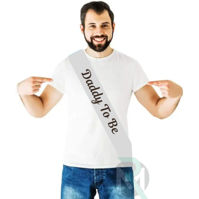 Dad To Be Satin Sash – Blue & White Sash for Baby Shower Decoration (Pack of 1 Pc)