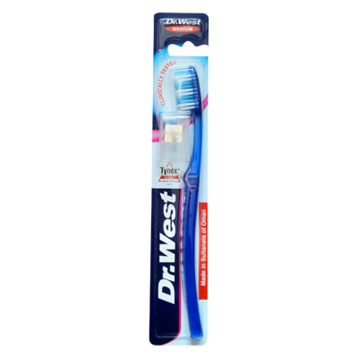 Picture of Dr.West, Medium Toothbrush with Travel Cap (Blue)