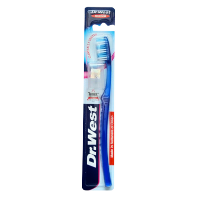 Picture of Dr.West, Medium Toothbrush with Travel Cap (Blue)