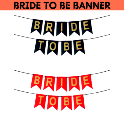 Bride To Be Card Banner – Black & Red Banner for Wedding, Engagement or Bridal Shower Party Decoration- (Pack of 1 Pcs)
