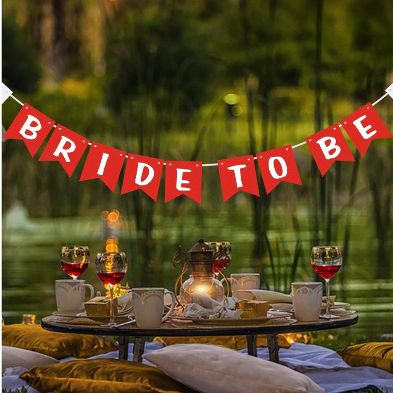 Bride To Be Card Banner – Black & Red Banner for Wedding, Engagement or Bridal Shower Party Decoration- (Pack of 1 Pcs)