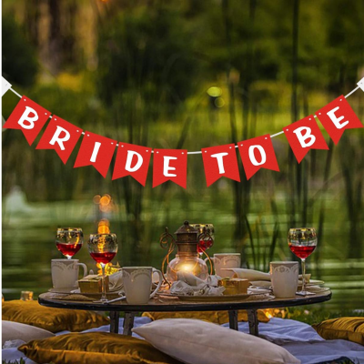 Bride To Be Card Banner – Black & Red Banner for Wedding, Engagement or Bridal Shower Party Decoration- (Pack of 1 Pcs)