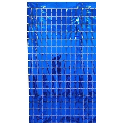 Square Foil Curtain Backdrop – Golden, Silver, Blue & Pink Metallic Box Foil Curtains for Party Decor – (Pack of 1 Pc)