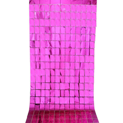 Square Foil Curtain Backdrop – Golden, Silver, Blue & Pink Metallic Box Foil Curtains for Party Decor – (Pack of 1 Pc)