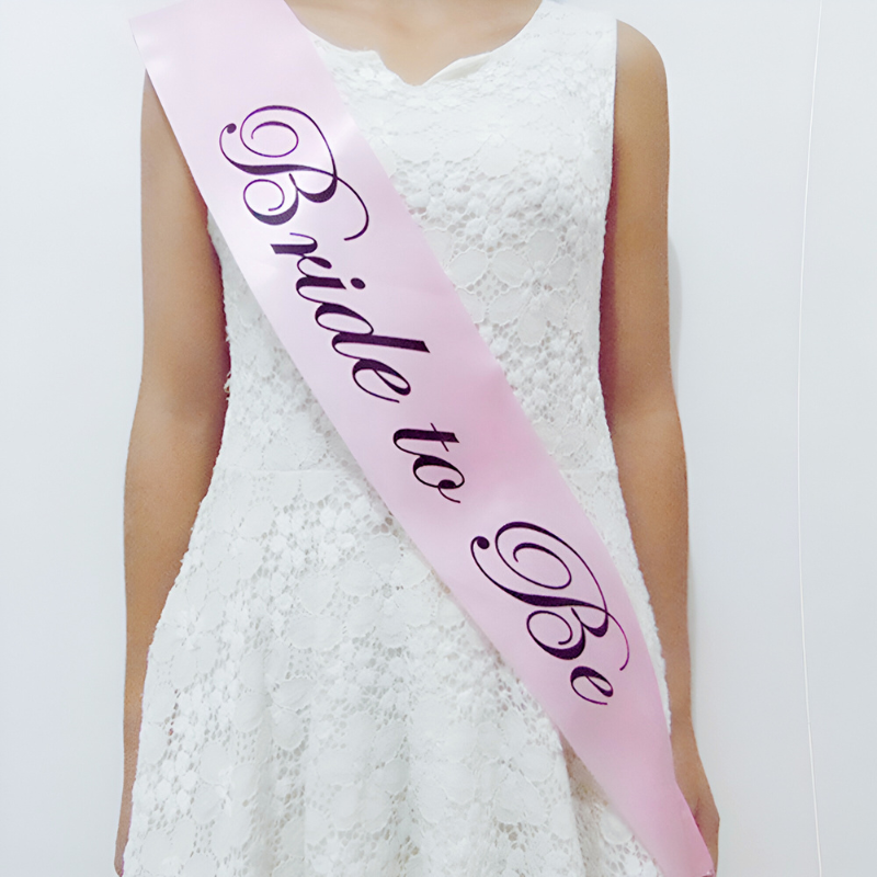 Bridal Shower Sash –Pink & White Satin Sash for Bachelorette, Wedding & Bridal Shower Decoration (Pack of 1 Pc)