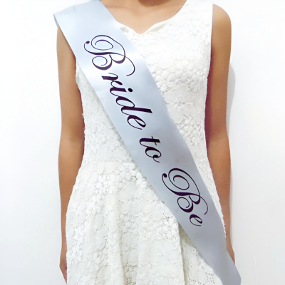 Bridal Shower Sash –Pink & White Satin Sash for Bachelorette, Wedding & Bridal Shower Decoration (Pack of 1 Pc)