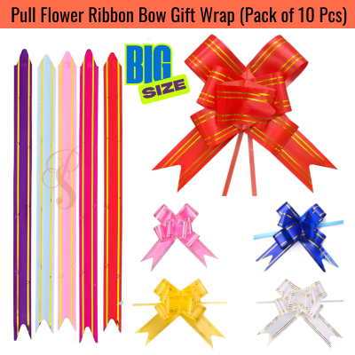 Pull Flower Ribbon Bow – Perfect for Present Boxes, Party, Anniversary & Festival Gift Wrapping (Pack of 10 Pcs)