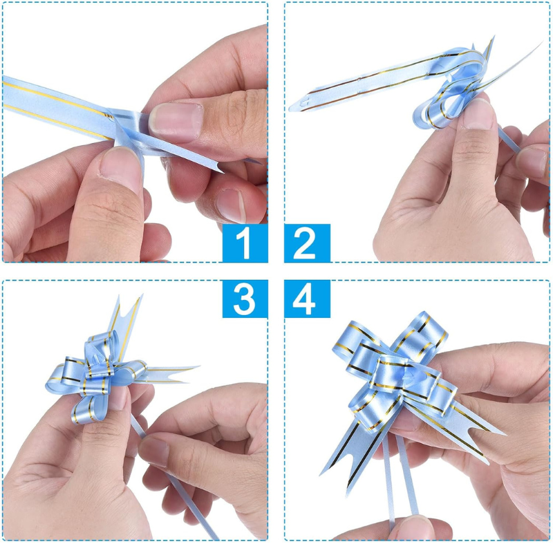 Pull Flower Ribbon Bow – Perfect for Present Boxes, Party, Anniversary & Festival Gift Wrapping (Pack of 10 Pcs)