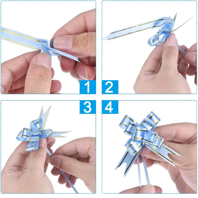 Pull Flower Ribbon Bow – Perfect for Present Boxes, Party, Anniversary & Festival Gift Wrapping (Pack of 10 Pcs)