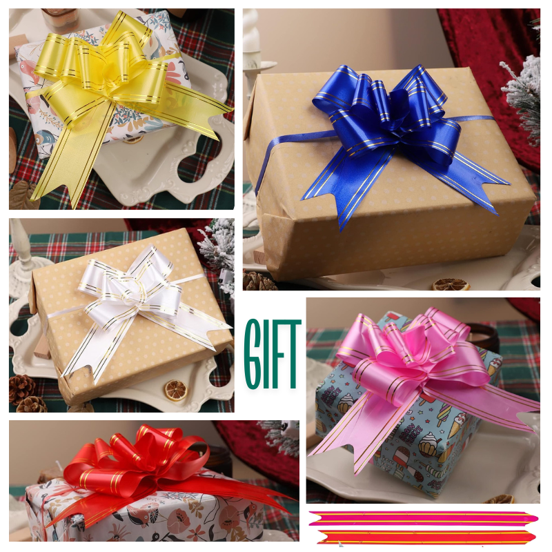 Pull Flower Ribbon Bow – Perfect for Present Boxes, Party, Anniversary & Festival Gift Wrapping (Pack of 10 Pcs)