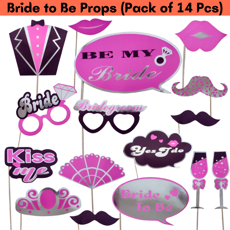 Bride To Be Photo Props – Fun Accessories for Bachelorette, Bridal Shower & Wedding Party (14 Pcs Set)
