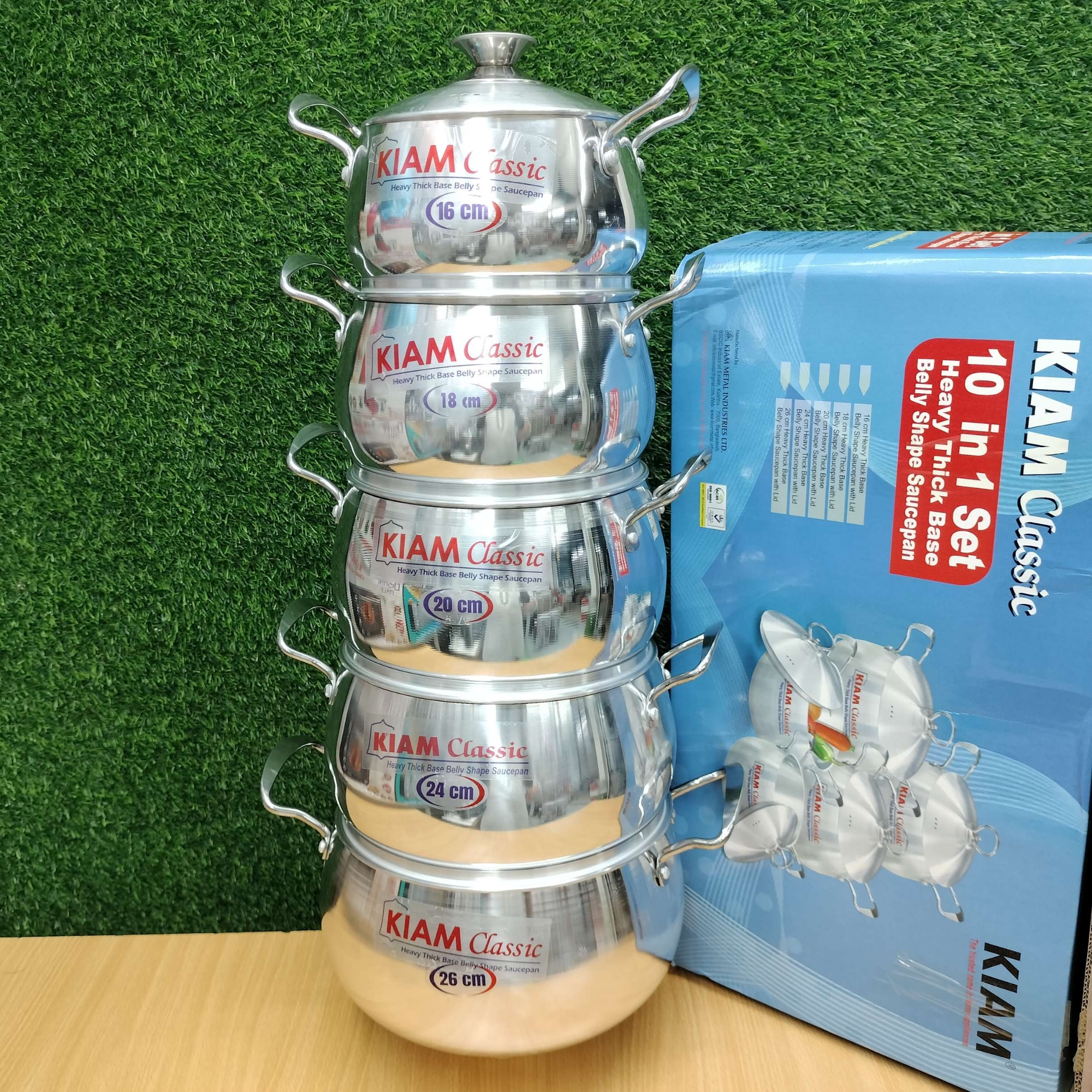Picture of Kiam Heavy Thick Base Belly Shape Saucepan 10 in 1 set
