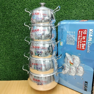Picture of Kiam Heavy Thick Base Belly Shape Saucepan 10 in 1 set