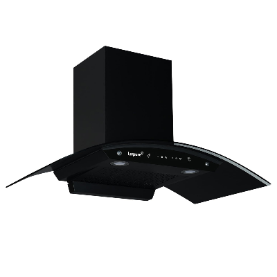 Picture of Livpure Swirl 90 1400 m3/hr Curved Glass | Filterless Autoclean Kitchen Hood |10 Year Warranty On Motor|Touch & Gesture Control, Black