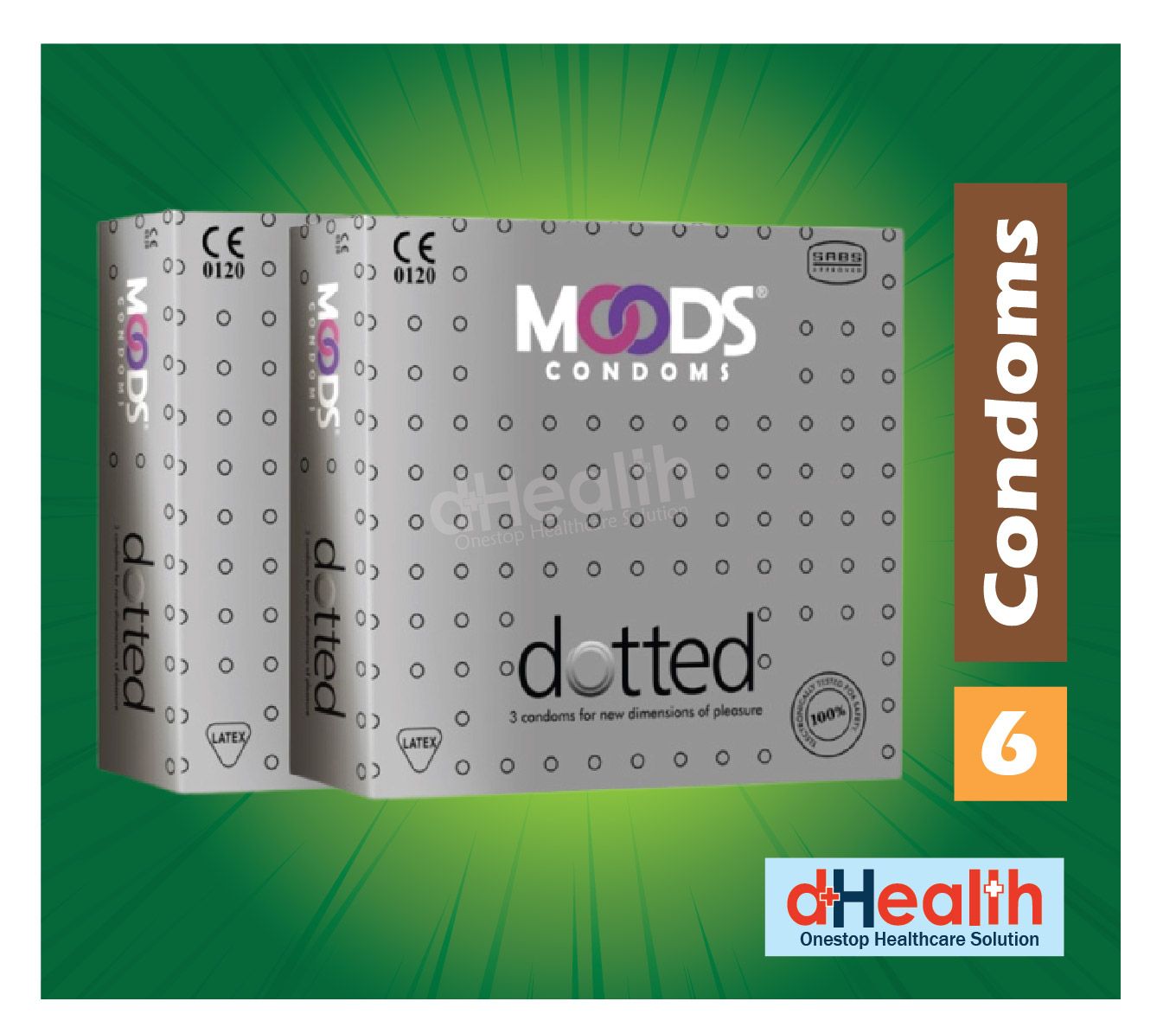 Picture of Moods Dotted Condom 2s Combo Pack 6 pcs