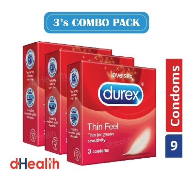 Picture of Durex Thin Feel Condom - 3s Combo Pack (3x3)= 9 Pcs