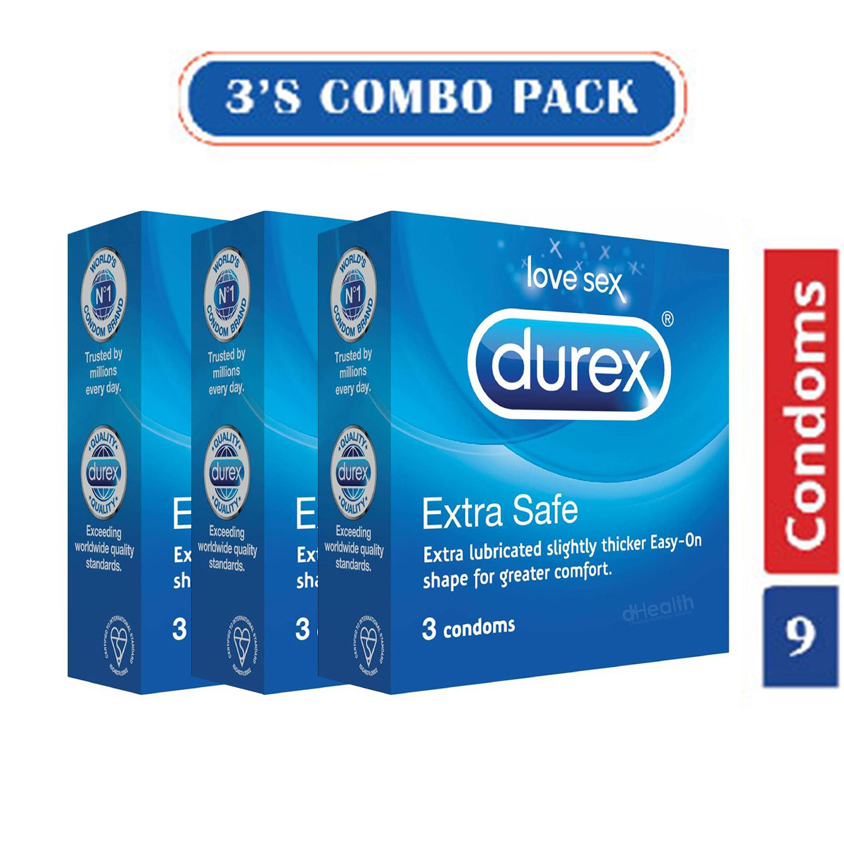 Picture of Durex Extra Safe Condom 3,s Combo (3x3)= 9pcs
