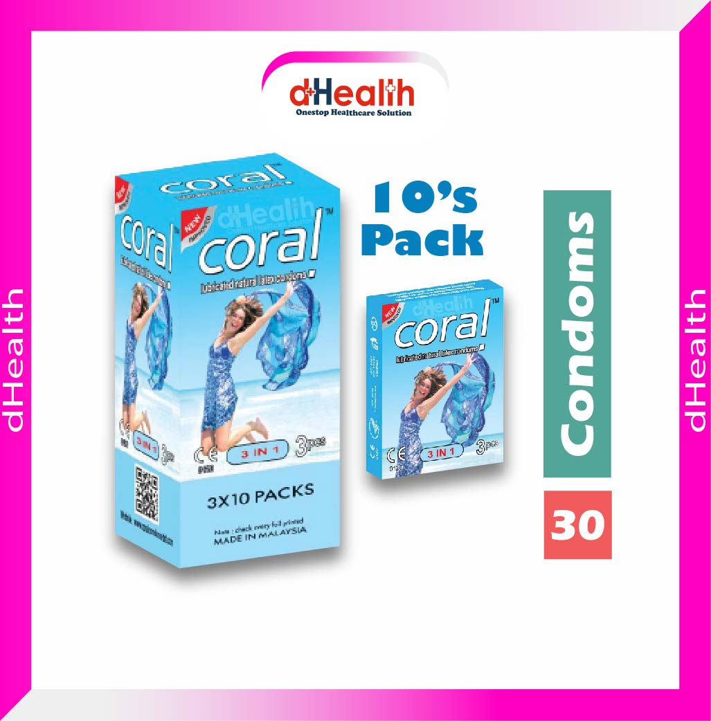 Picture of Coral 3 in 1 Condom Full Box / 10's Pack (30 Pcs)