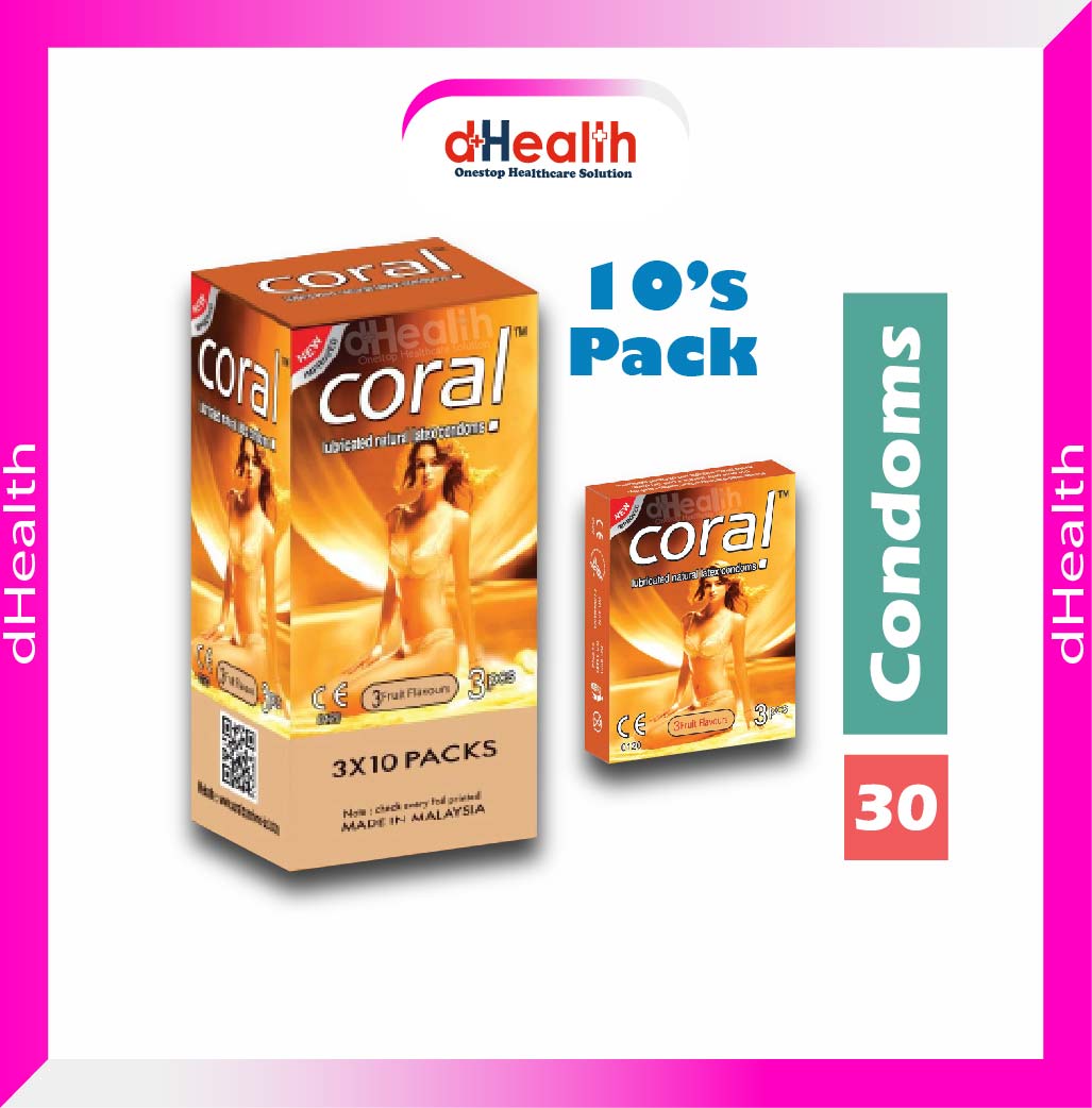 Picture of Coral 3 Fruits Flavor Condom Girl Full Box / 10's Pack (30 Pcs)