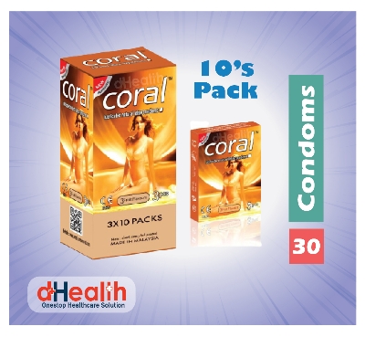 Picture of Coral 3 Fruits Flavor Condom Girl Full Box / 10's Pack (30 Pcs)