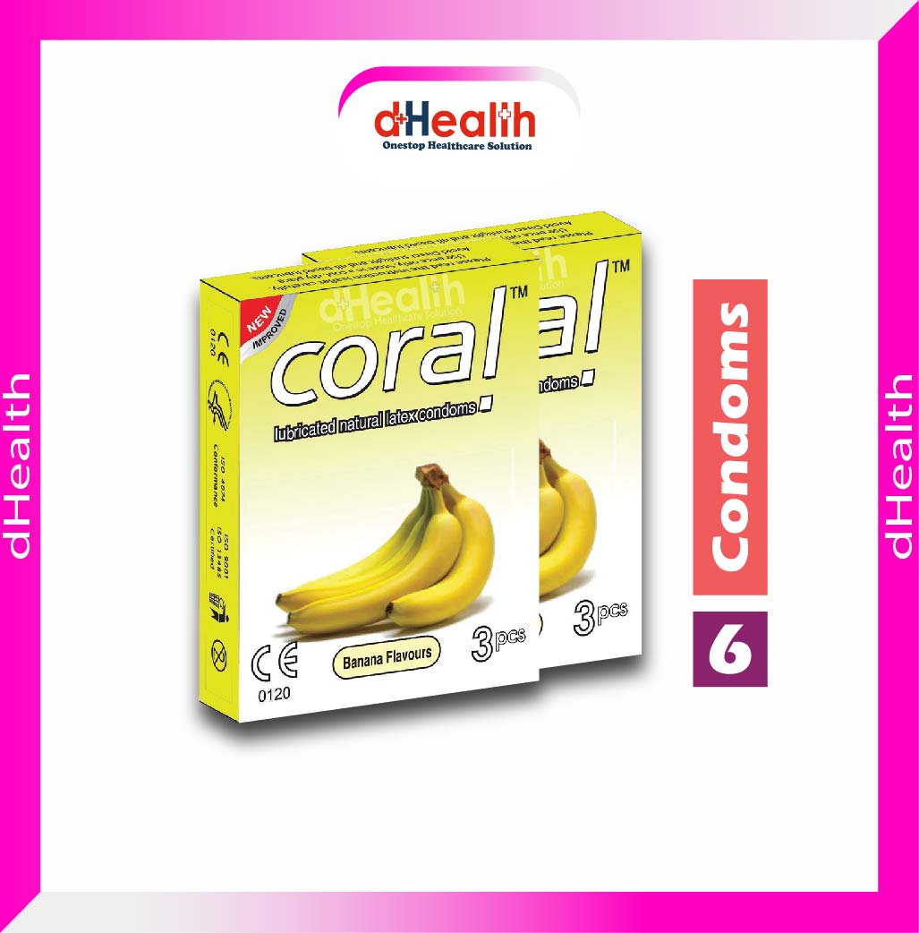 Picture of Coral Banana Flavor Condom 2's Combo Pack 6 Pcs