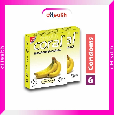 Picture of Coral Banana Flavor Condom 2's Combo Pack 6 Pcs