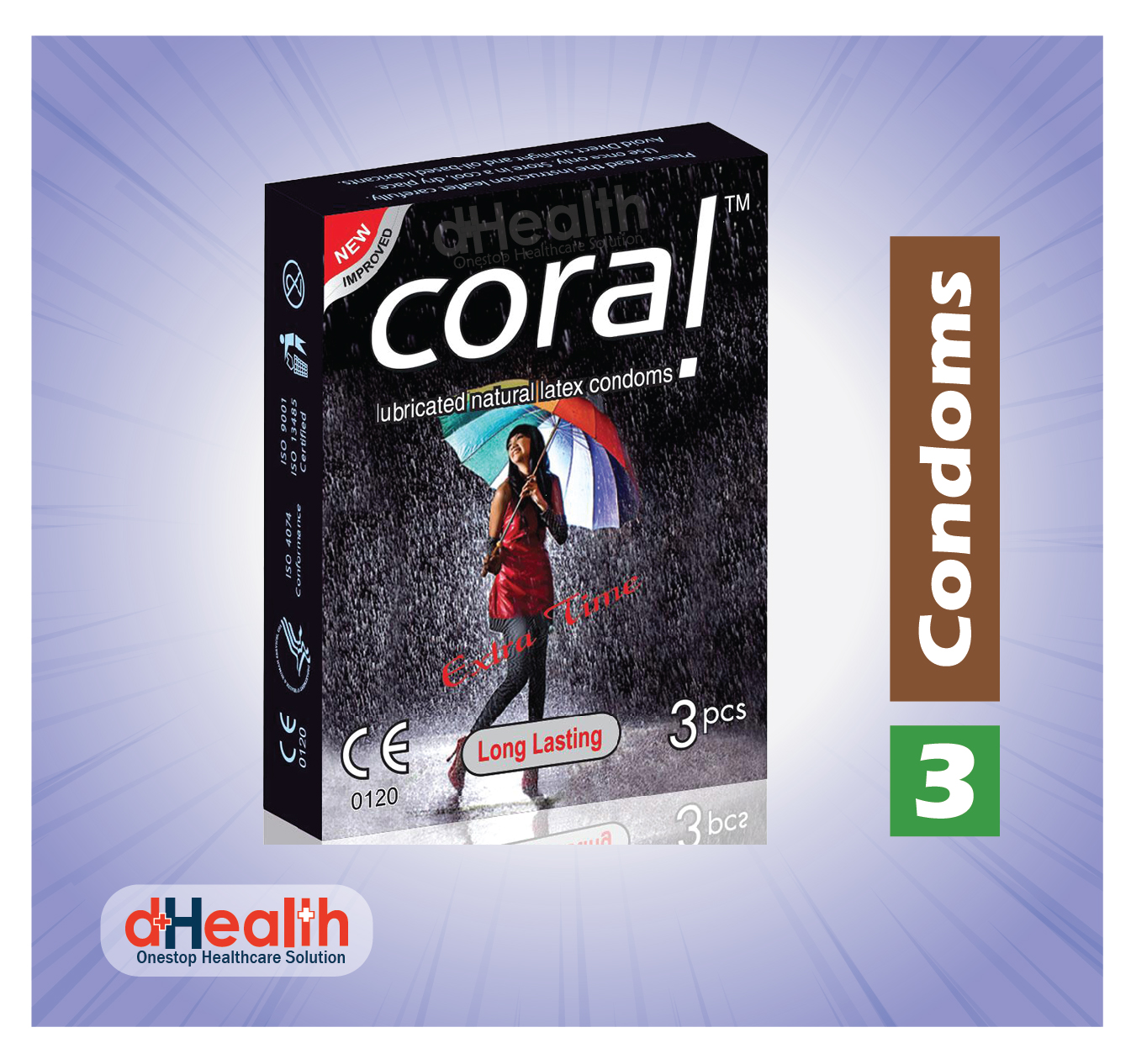 Picture of Coral Extra Time / Long Lasting Condom 2's Combo Pack 6 Pcs