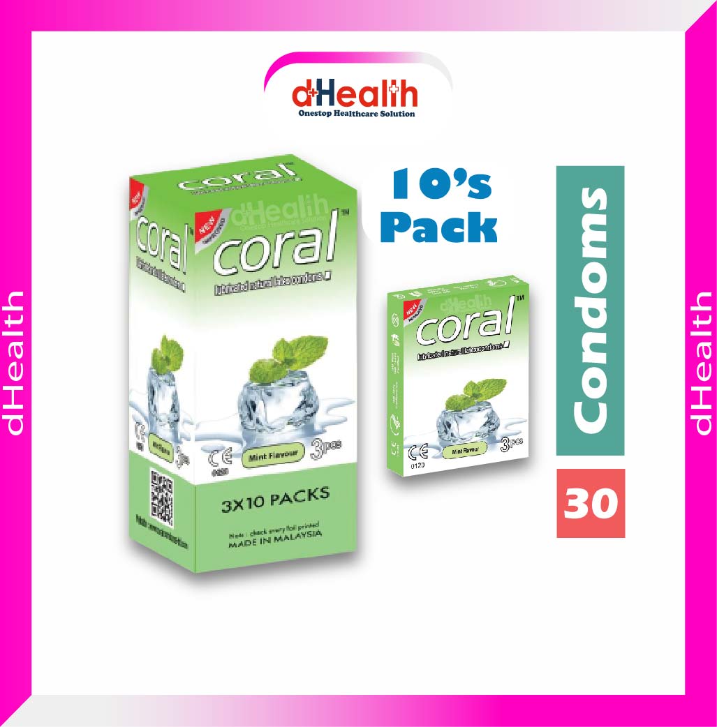 Picture of Coral Mint Flavor Condom Full Box / 10's Pack (30 Pcs)