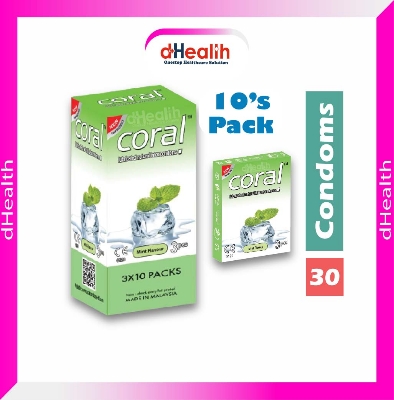 Picture of Coral Mint Flavor Condom Full Box / 10's Pack (30 Pcs)