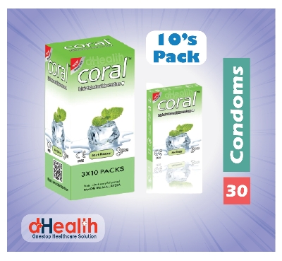 Picture of Coral Mint Flavor Condom Full Box / 10's Pack (30 Pcs)