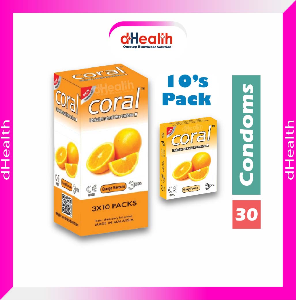 Picture of Coral Orange Flavor Condom Full Box / 10's Pack (30 Pcs)
