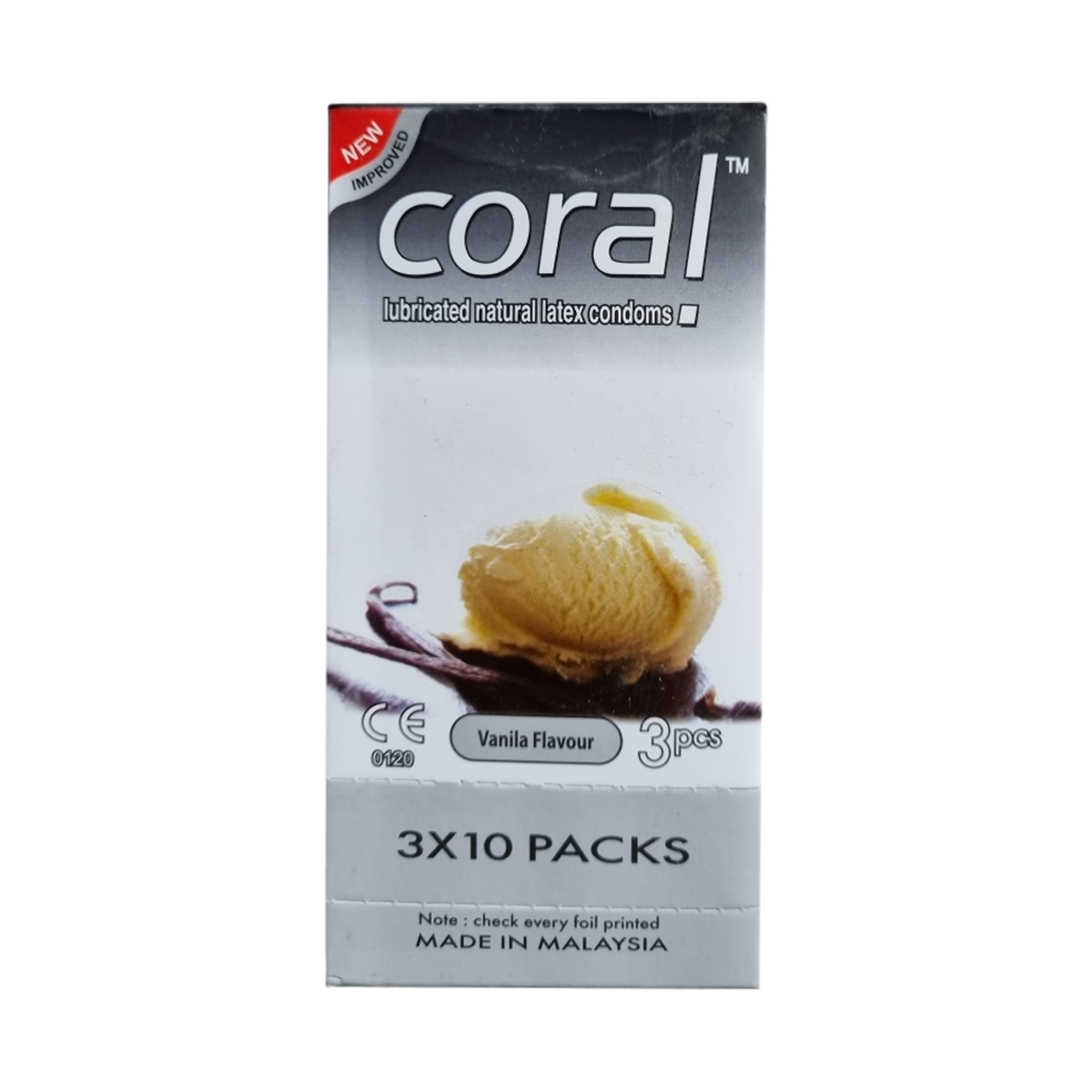 Picture of Coral Vanilla Flavor Condom, Full Box  (10'S Pack (30 Pcs)) - Condom