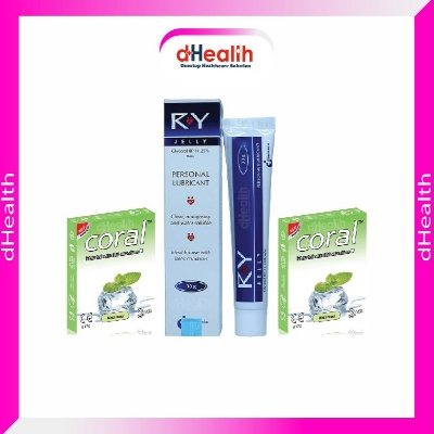 Picture of RY Jelly Personal Lubricant 30gm 1 Pc & Coral Mint Flavor condom 2 Pack (6pcs) Combo