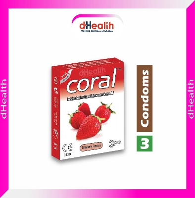 Picture of Coral Strawberry Flavor Condom Single Pack 3 Pcs