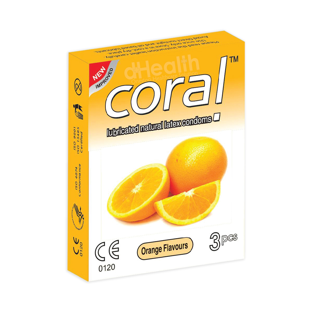Picture of Coral Orange Flavor Condom Single Pack 3 Pcs