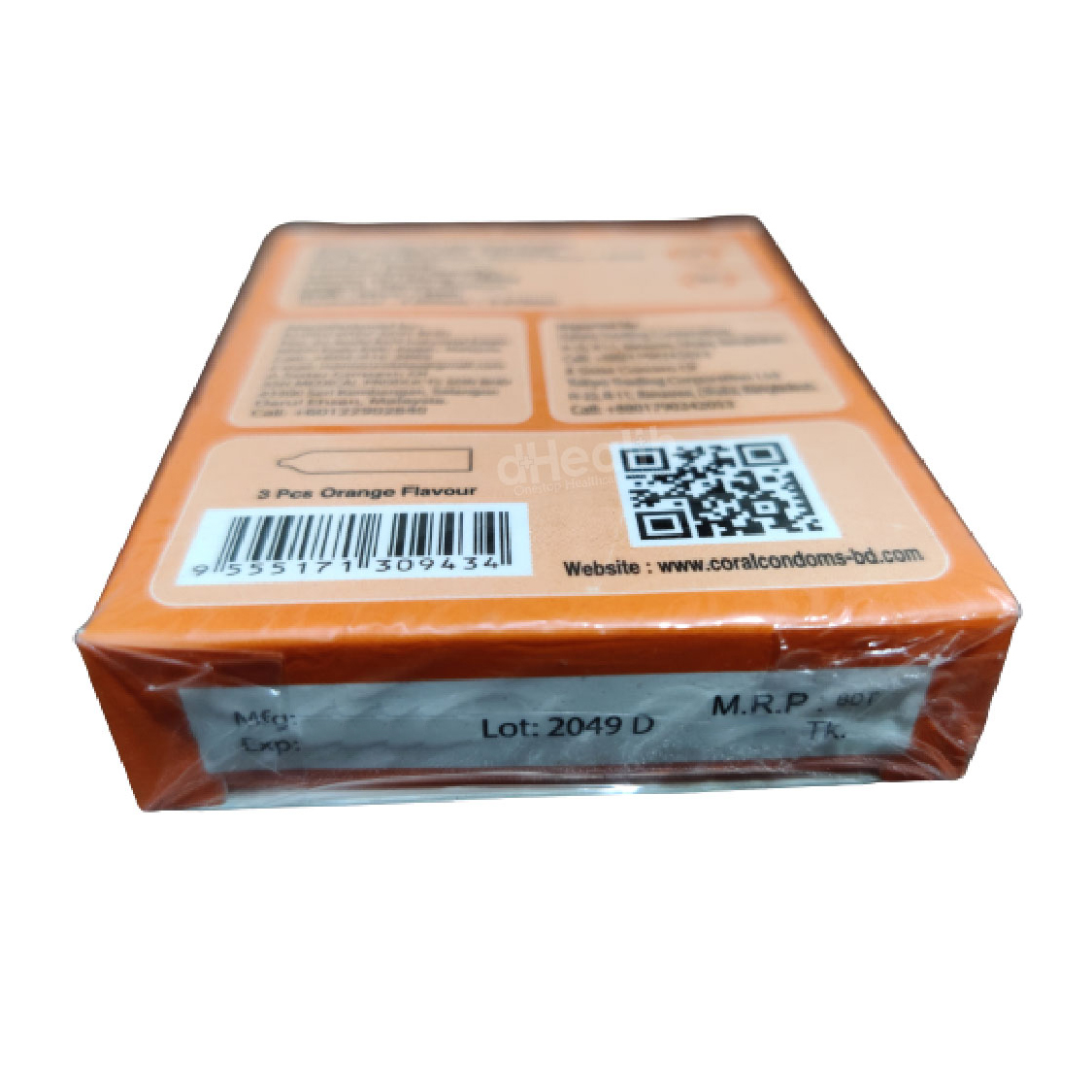 Picture of Coral Orange Flavor Condom Single Pack 3 Pcs
