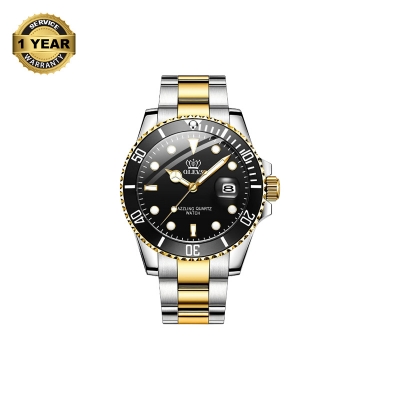 Picture of OLEVS 5885 Silver And Golden Two-tone Stainless Steel Analog Watch For Men - Black & Golden