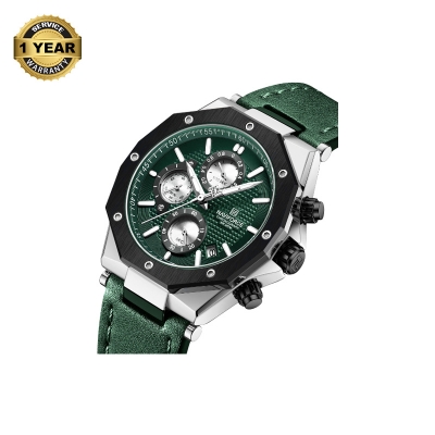 Picture of NAVIFORCE NF8028 Green PU Leather Chronograph Watch For Men - Silver & Green
