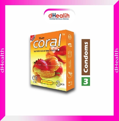 Picture of Coral 3 Fruits Flavor Condom Fruits Condom Single Pack 3 Pcs