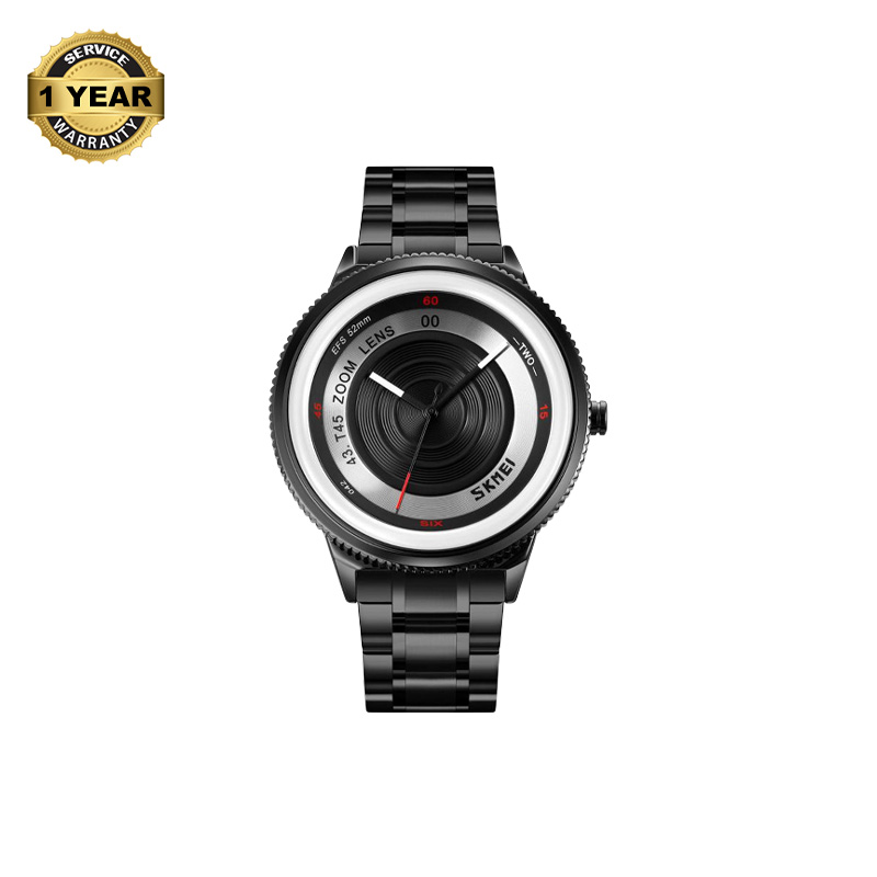 Picture of SKMEI 9267 Black Stainless Steel Analog Watch For Men - White & Black