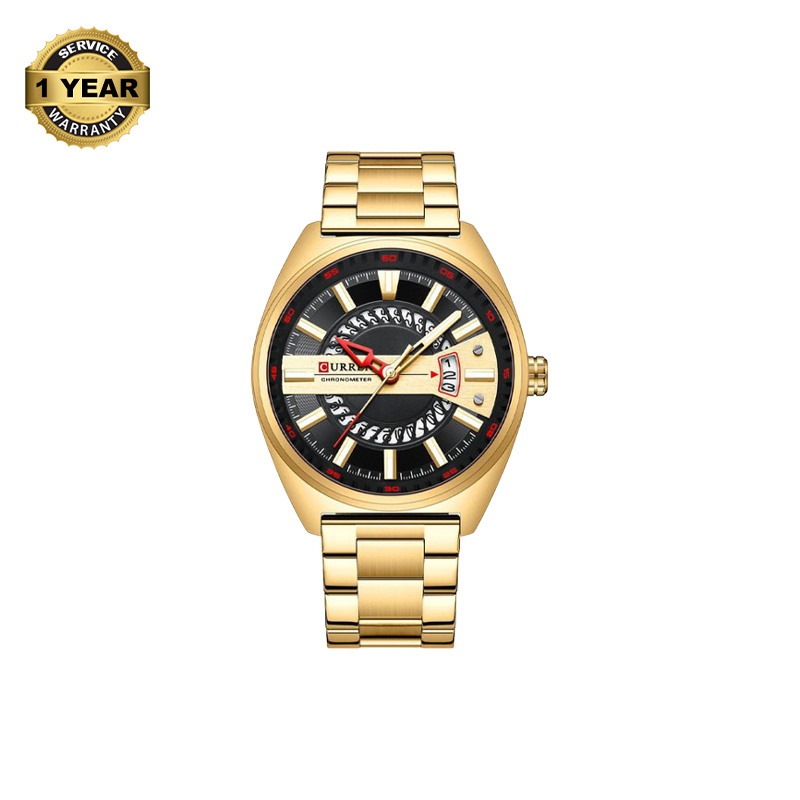 Picture of CURREN 8403 Golden Stainless Steel Analog Watch For Men - Black & Golden