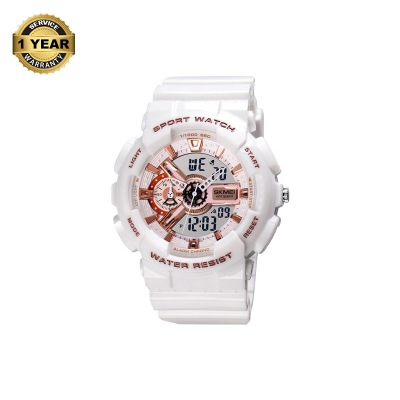 Picture of SKMEI SK1688 White PU Dual Time Watch For Unisex - White