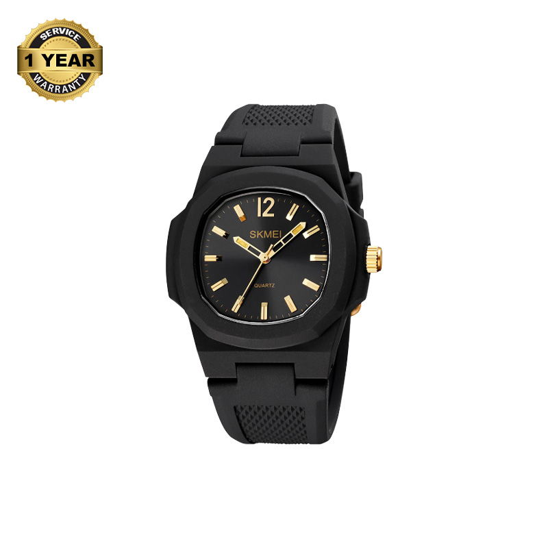 Picture of SKMEI 1717 Black PU Analog Watch For Unisex - Golden & Black