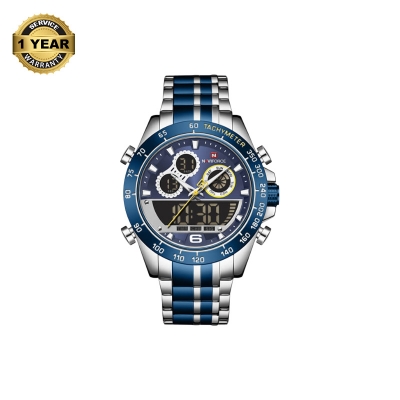 Picture of NAVIFORCE NF9188 Royal Blue And Silver Two-Tone Stainless Steel Dual Time Watch For Men - Royal Blue & Silver