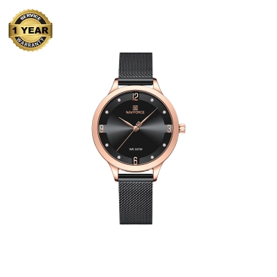 Picture of NAVIFORCE NF5023 Black Mesh Stainless Steel Analog Watch For Women - RoseGold & Black